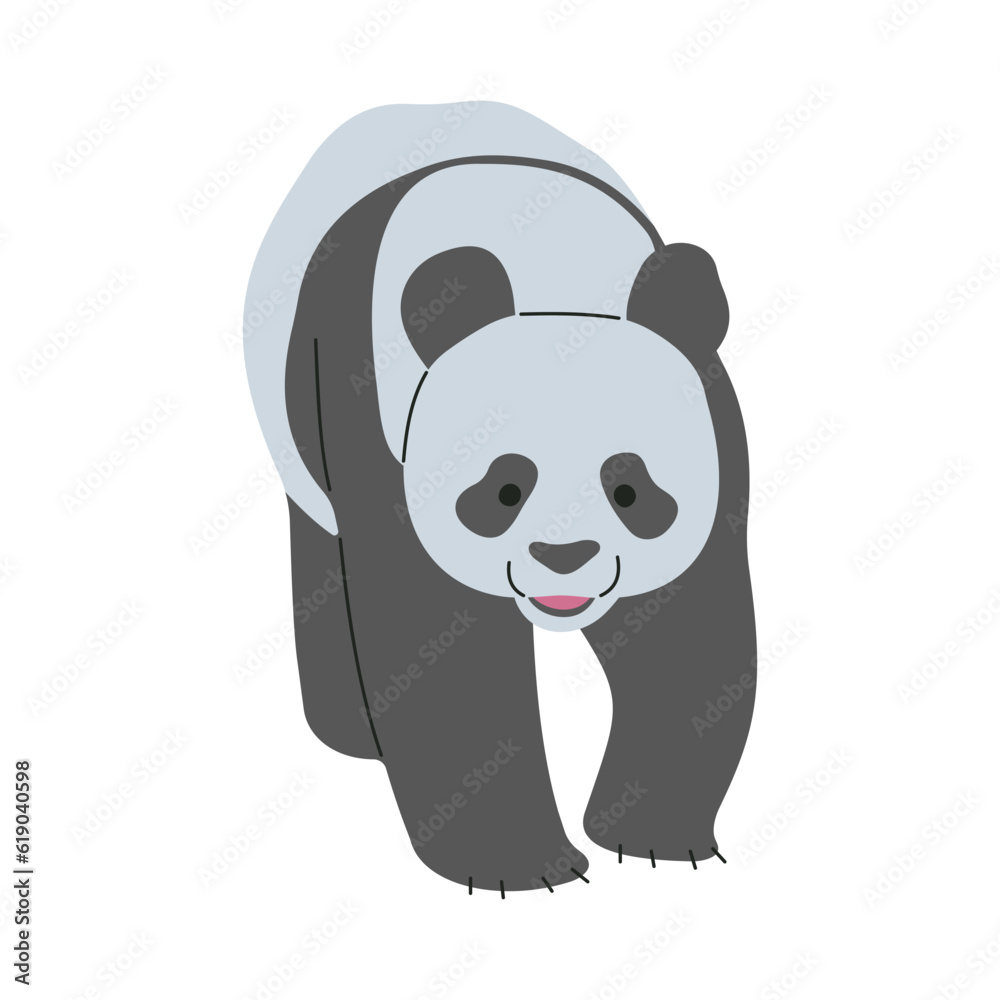 Fototapeta premium Panda Single 4 cute on a white background, vector illustration
