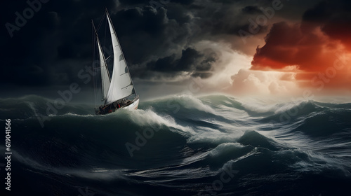 sailboat in the sea during storm