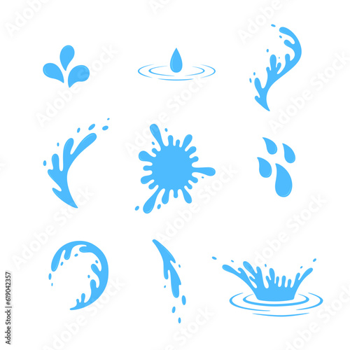 Water splash, water drops, waves. Vector illustration. 