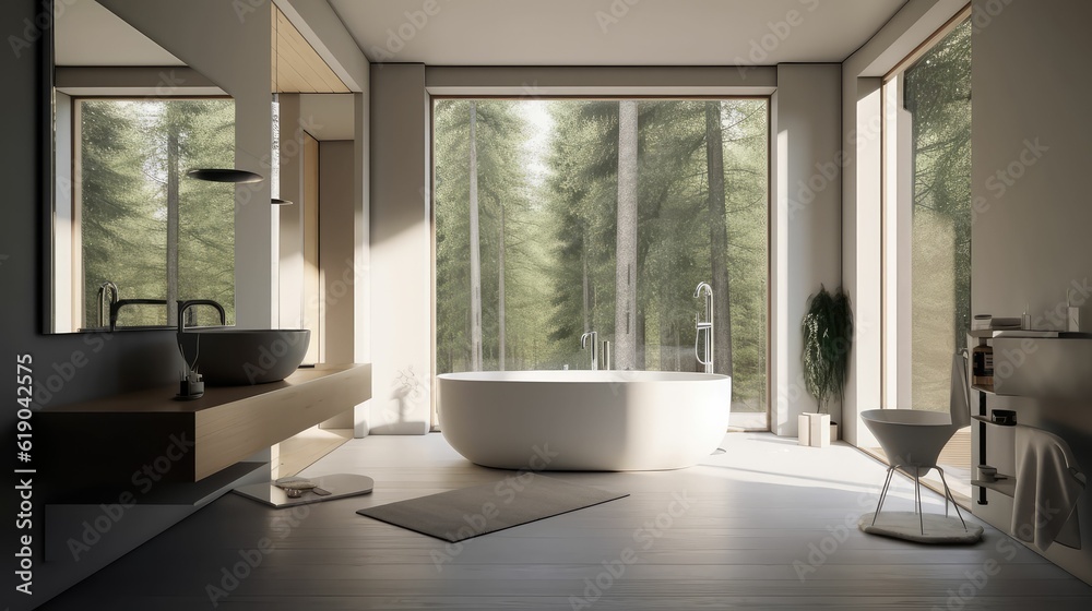 Fototapeta premium Interior of a luxurious bathroom with white walls