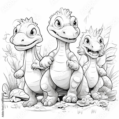 Dinosaurs Coloring Page for kids  SVG  generative ai