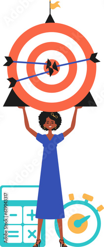 The daughter holds in his handwrite a devour with arrow that hit the kernel battlefield sector. Trendy style, Vector Illustration