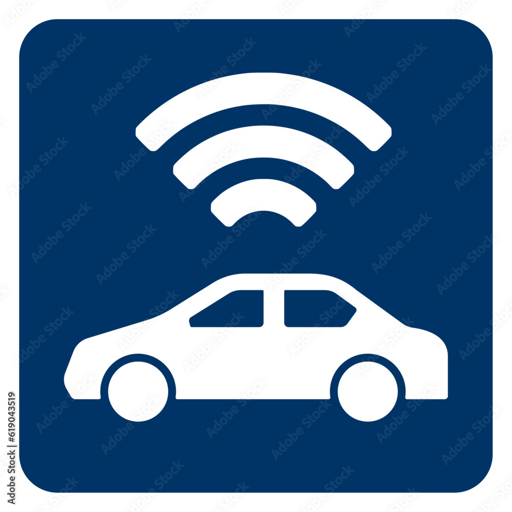 Vector sign showing a connected autonomous driving vehicle Vector sign showing a connected autonomous driving vehicle
