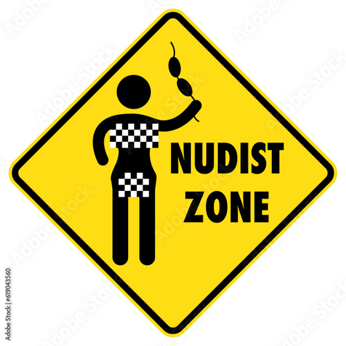 Vector graphic of sign noting that this is a nudist zone