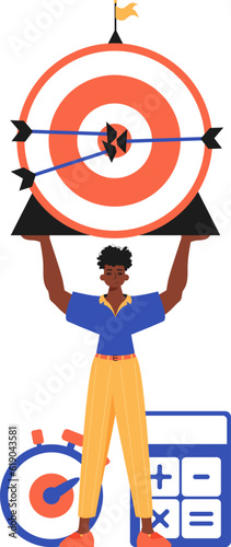 The derision holds in his spend a devour with arrow that hit the stress on. Trendy style, Vector Illustration