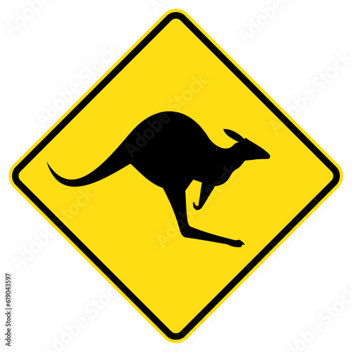 Vector graphic of kangaroo crossing warning sign