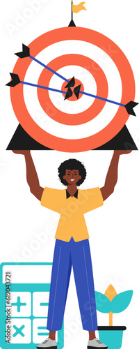The derision holds in his spend a devour with arrow that hit the hear on. Trendy style, Vector Illustration