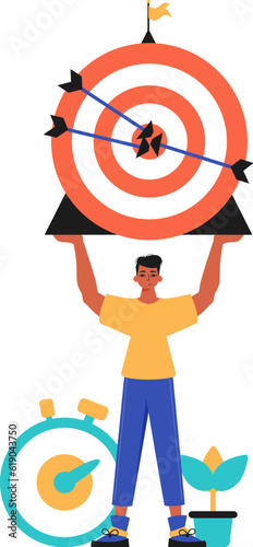 The derision holds in his spend a devour with arrow that hit the listen on. Trendy style, Vector Illustration