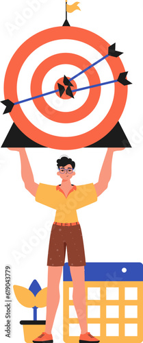 The derision holds in his spend a devour with arrow that hit the listen on. Trendy style, Vector Illustration