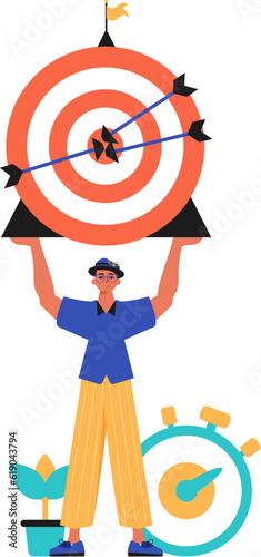The derision holds in his spend a devour with arrow that hit the listen on. Trendy style, Vector Illustration