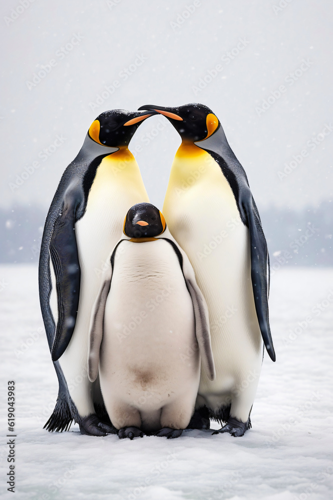 Obraz premium penguin family, generative ai