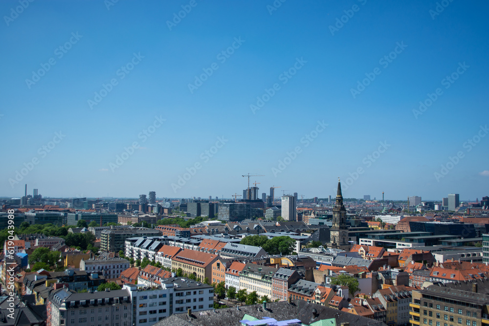 Copenhagen downtown architecture view from above - from the Church of Our Saviour