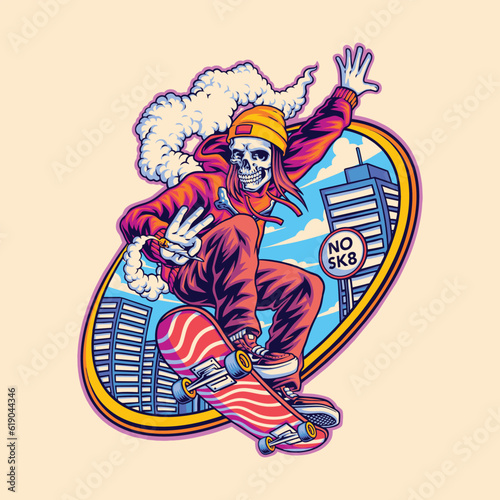 skull street skater boy illustration