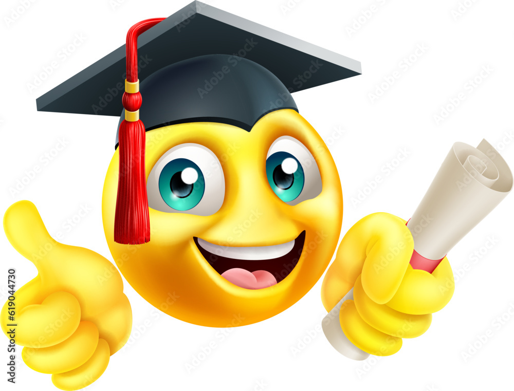 An education school college graduate student emoji emoticon face in ...