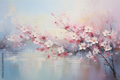 A harmonious blend of gentle, flowing brushstrokes in soft pastel colors, evoking a sense of tranquility and serenity. Generative AI