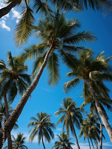 Palmiers tropicaux sur fond de ciel bleu  IA g  n  rative  G  n  rative  IA