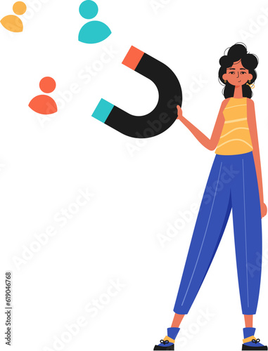 The girlfriend holds a attraction in his hand , which attracts liaison. Trendy style, Vector Illustration