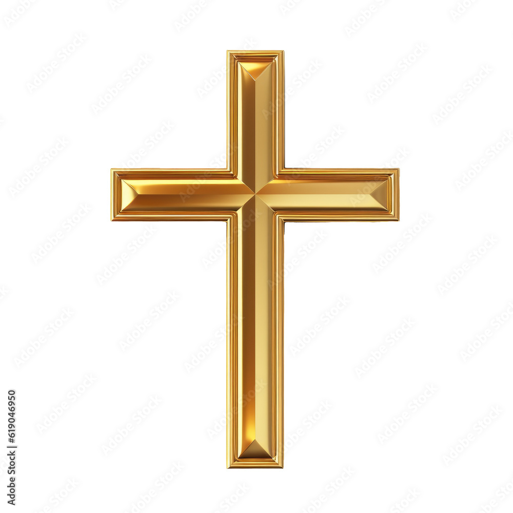 golden cross isolated on white background