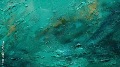 Paint Texture in teal Colors with visible Brush Strokes. Artistic Background on a concrete Wall. 