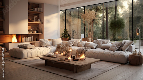 Living Room Interior Photo, Real Estate, Design, Generative AI