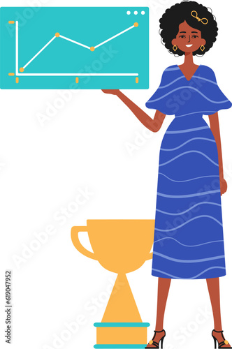 The female child holds a chart with cocksure moral push out in his handwrite. Trendy style, Vector Illustration