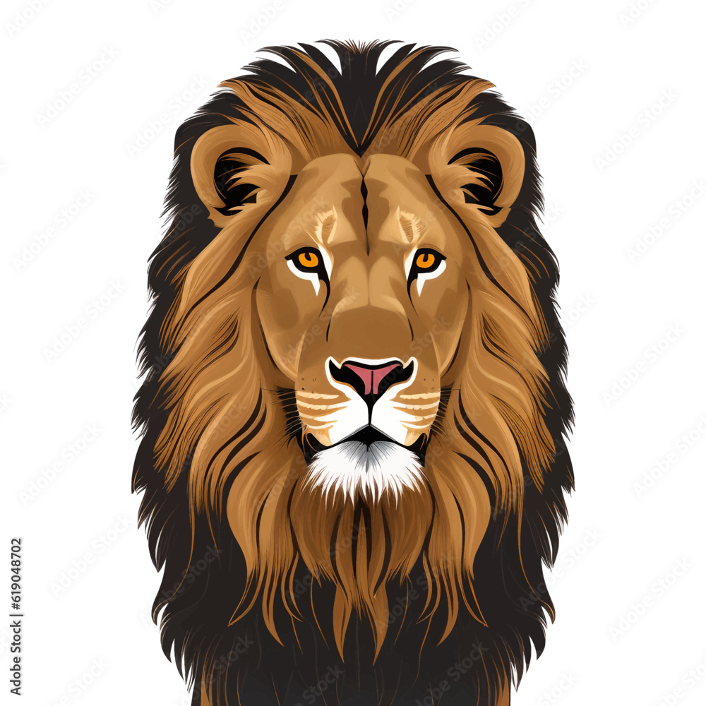 Fototapeta premium lion head with style hand drawn watercolor digital painting illustration
