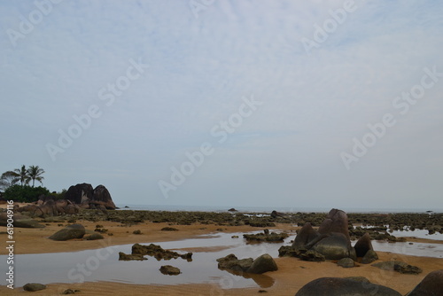beach at sunset, temajuk beach in Sambas, west kalimantan- Indonesia