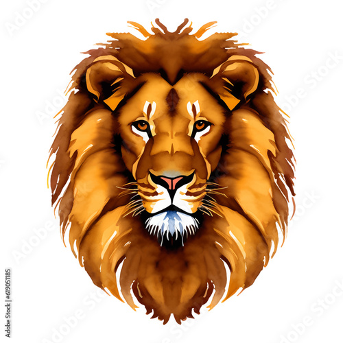lion head with style hand drawn watercolor digital painting illustration