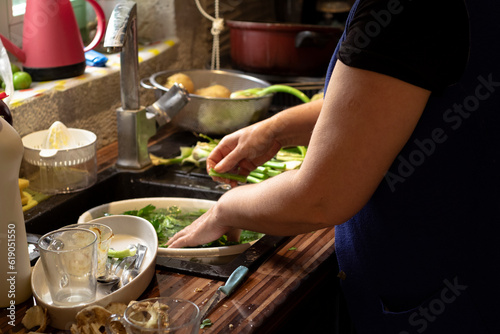  Woman Body Part Preparing Meal In The Kitchen, Kitchen Items