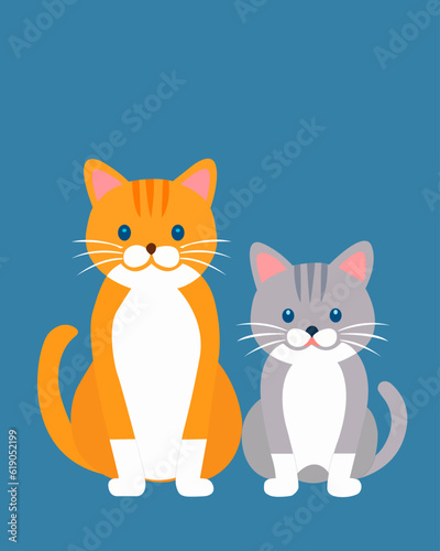 color vector illustration depicting two kittens in a cartoon style for the design of children's illustrations and scenes