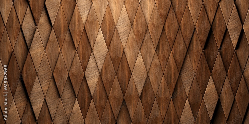 Randomly shifted offset vertical stretched rhomb wooden cubes or blocks surface background texture, empty floor or wall hardwood wallpaper - obrazy, fototapety, plakaty 