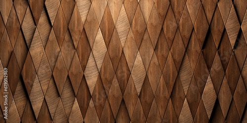 Fototapeta Naklejka Na Ścianę i Meble -  Randomly shifted offset vertical stretched rhomb wooden cubes or blocks surface background texture, empty floor or wall hardwood wallpaper