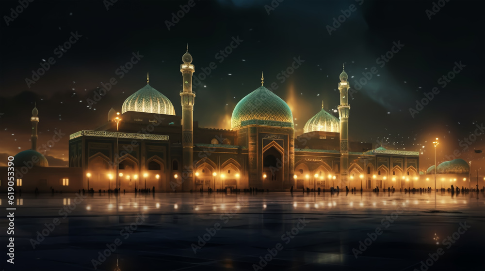 Mosque, Eid Mubarak, Eid-ull-fitr night, Eid-ul Adha night, Ashura night view