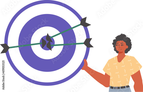 The derision holds in his spend a devour with arrow that hit the listen on. Trendy style, Vector Illustration