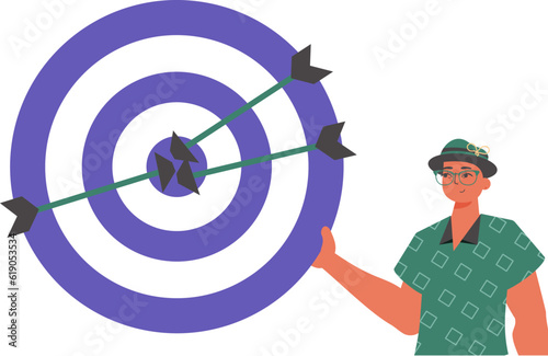 The derision holds in his spend a devour with arrow that hit the heed on. Trendy style, Vector Illustration