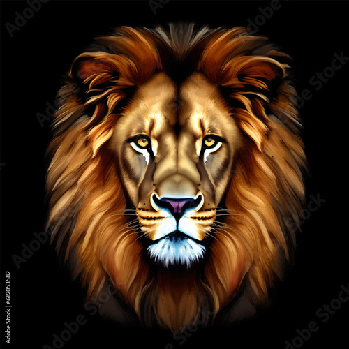 lion head with style hand drawn watercolor digital painting illustration