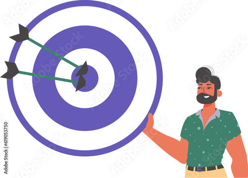 The derision holds in his spend a devour with arrow that hit the attentiveness on. Trendy style, Vector Illustration