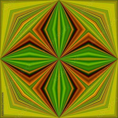Abstract Geometric Pattern Tile in Greens and Browns