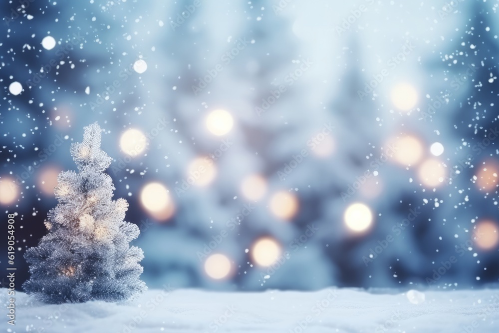 Christmas winter background with snow blurred bokeh Merry happy new year greeting card with copy space AI Generated Christmas winter background with snow blurred bokeh Merry happy new year greeting card with copy space AI Generated