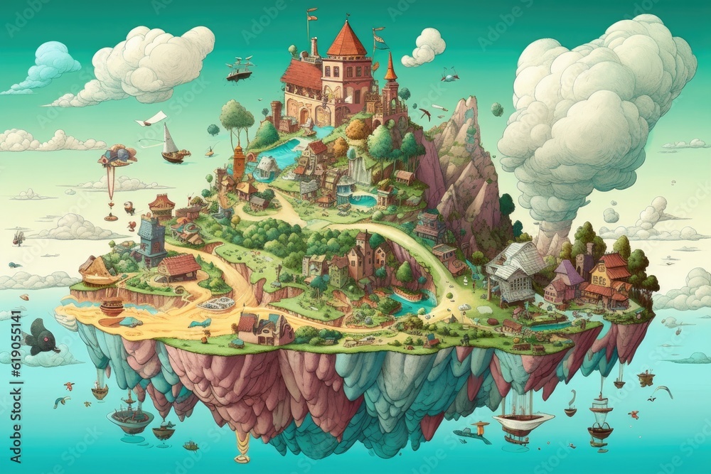 Illustration of fantasy art, fantasy world, Generative AI Illustration of fantasy art, fantasy world, Generative AI