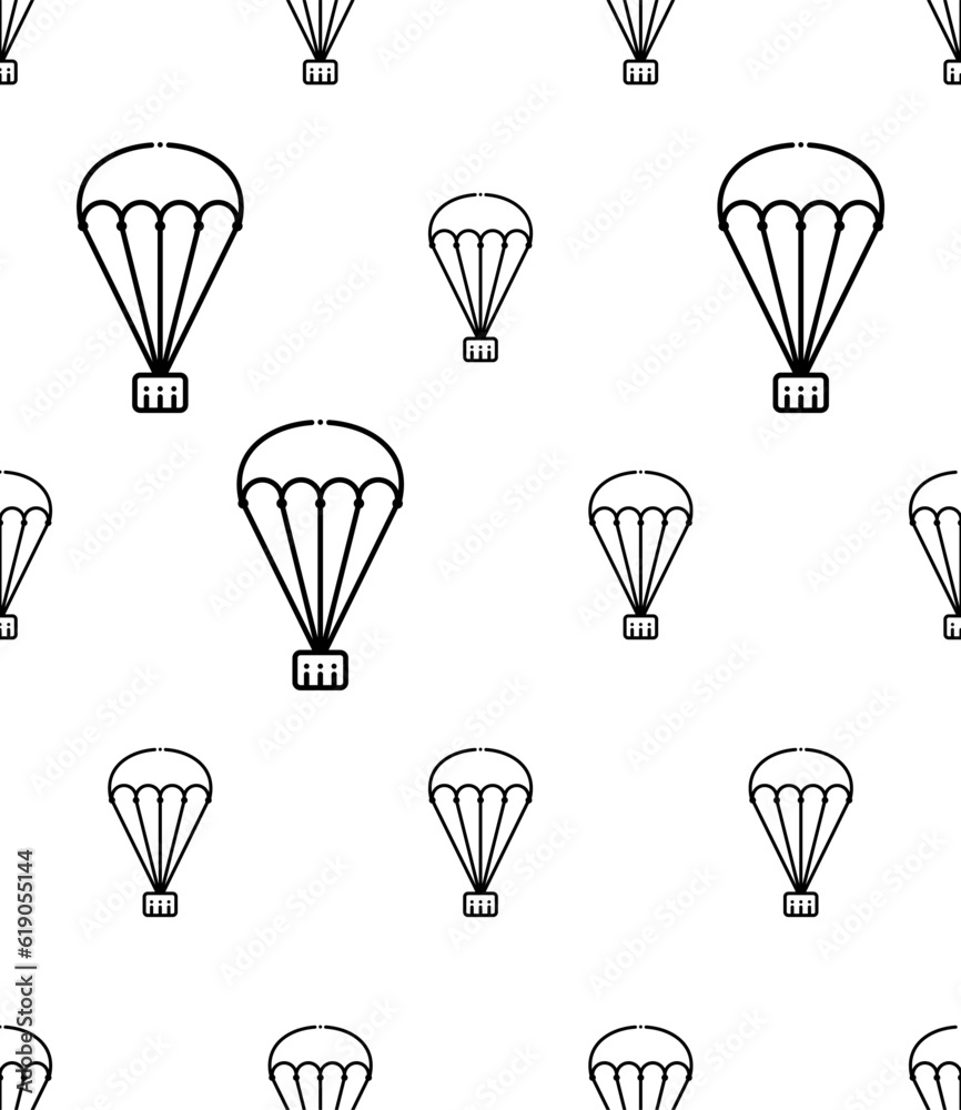 Parachute Icon Seamless Pattern, Air Drag Device Icon Parachute Icon Seamless Pattern, Air Drag Device Icon