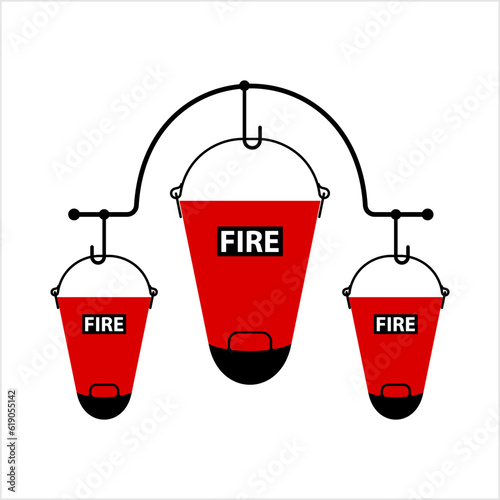 Safety Fire Bucket Icon, Fire Control Bucket Filled With Water, Sand