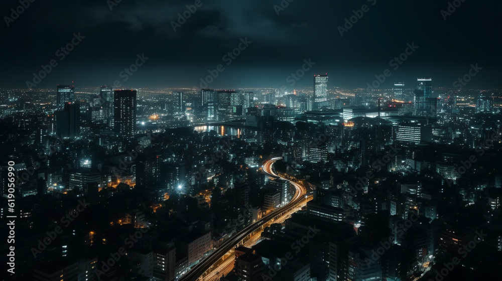 Prepare to be mesmerized by the mesmerizing skyline of Ikebukuro City at night, as its iconic landmarks illuminate the urban landscape. 
