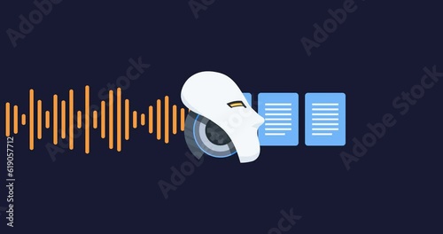 AI Voice Recognition Speech Transcription to Text Document Animation