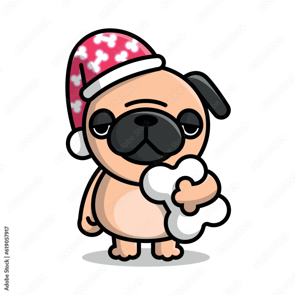CUTE PUG WITH SLEEPY EYES CARTOON VECTOR CUTE PUG WITH SLEEPY EYES CARTOON VECTOR