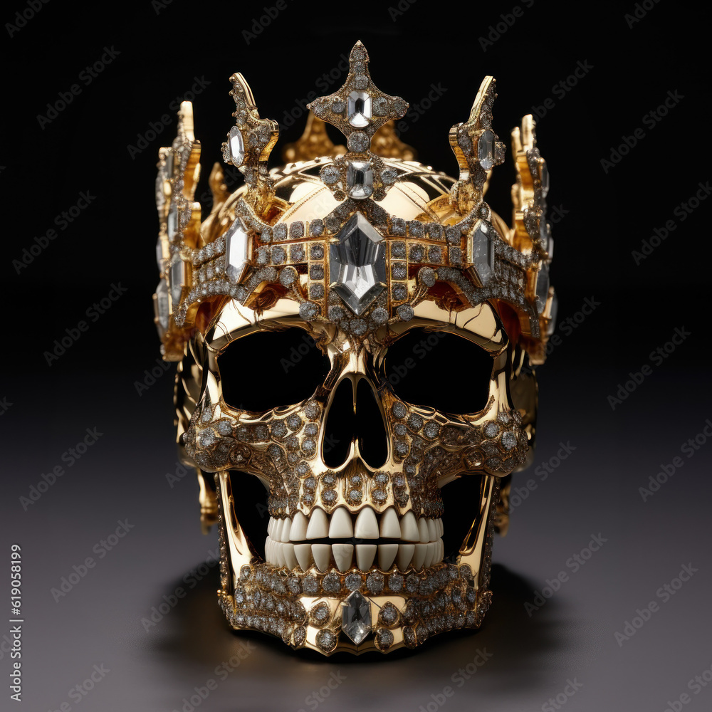 Naklejka premium Skull with crown created with Generative AI technology