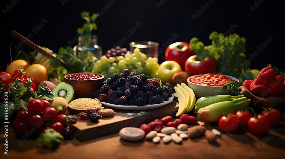 Healthy Food and Nutrition Concepts. Generative Ai Healthy Food and Nutrition Concepts. Generative Ai