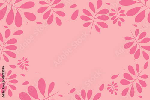  Pink Abstract simply background with natural leaves lines, summer theme - stock illustration