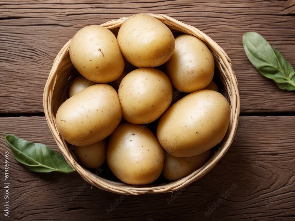 Beautiful fresh large tubers of new potatoes on a brown ground, created with generative ai, ki Beautiful fresh large tubers of new potatoes on a brown ground, created with generative ai, ki