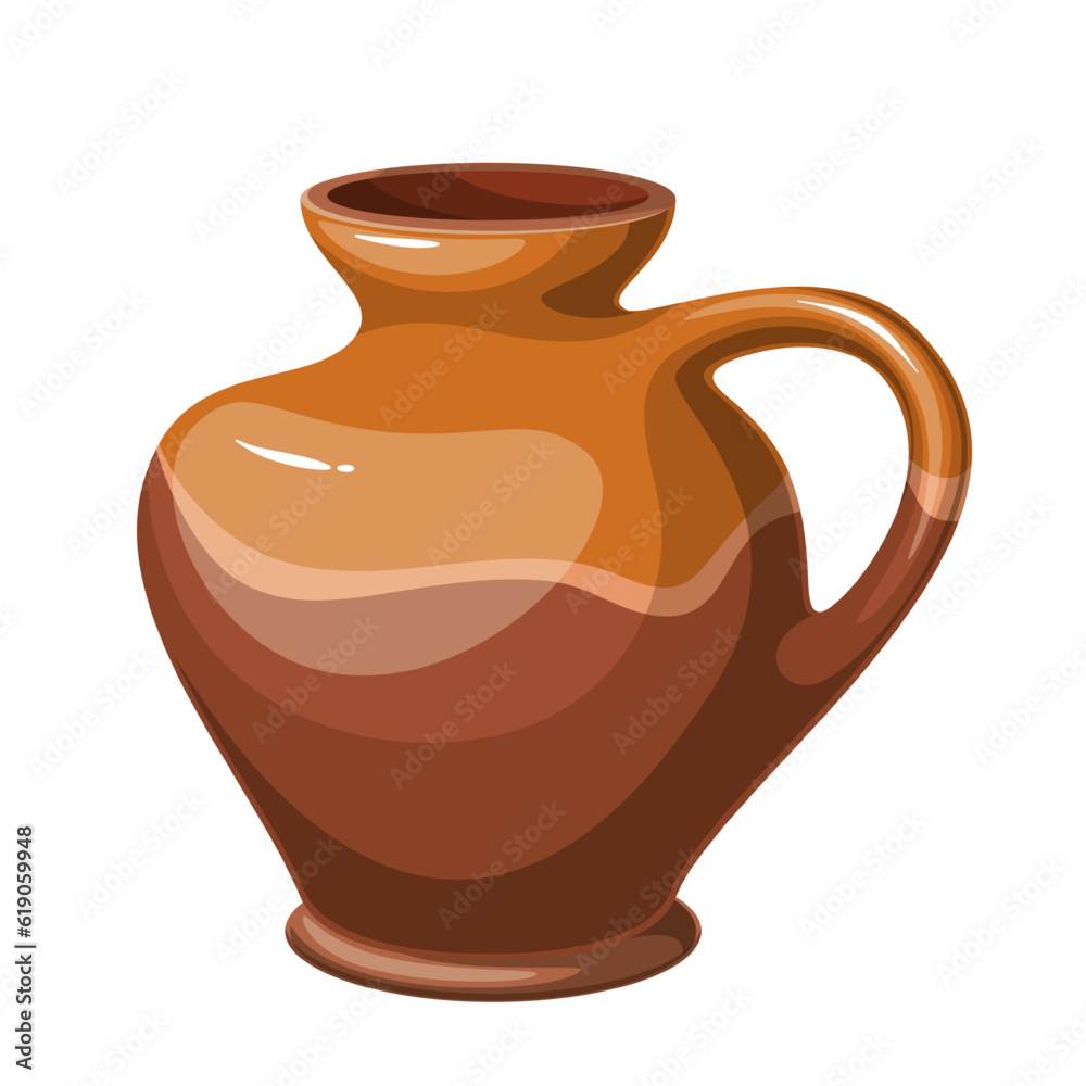 Ancient ceramic pottery vector illustration. Cartoon isolated old clay brown vase, craft rustic jug and classic dish pot of ancient kitchen interior, earthenware tableware for wine and oil in museum